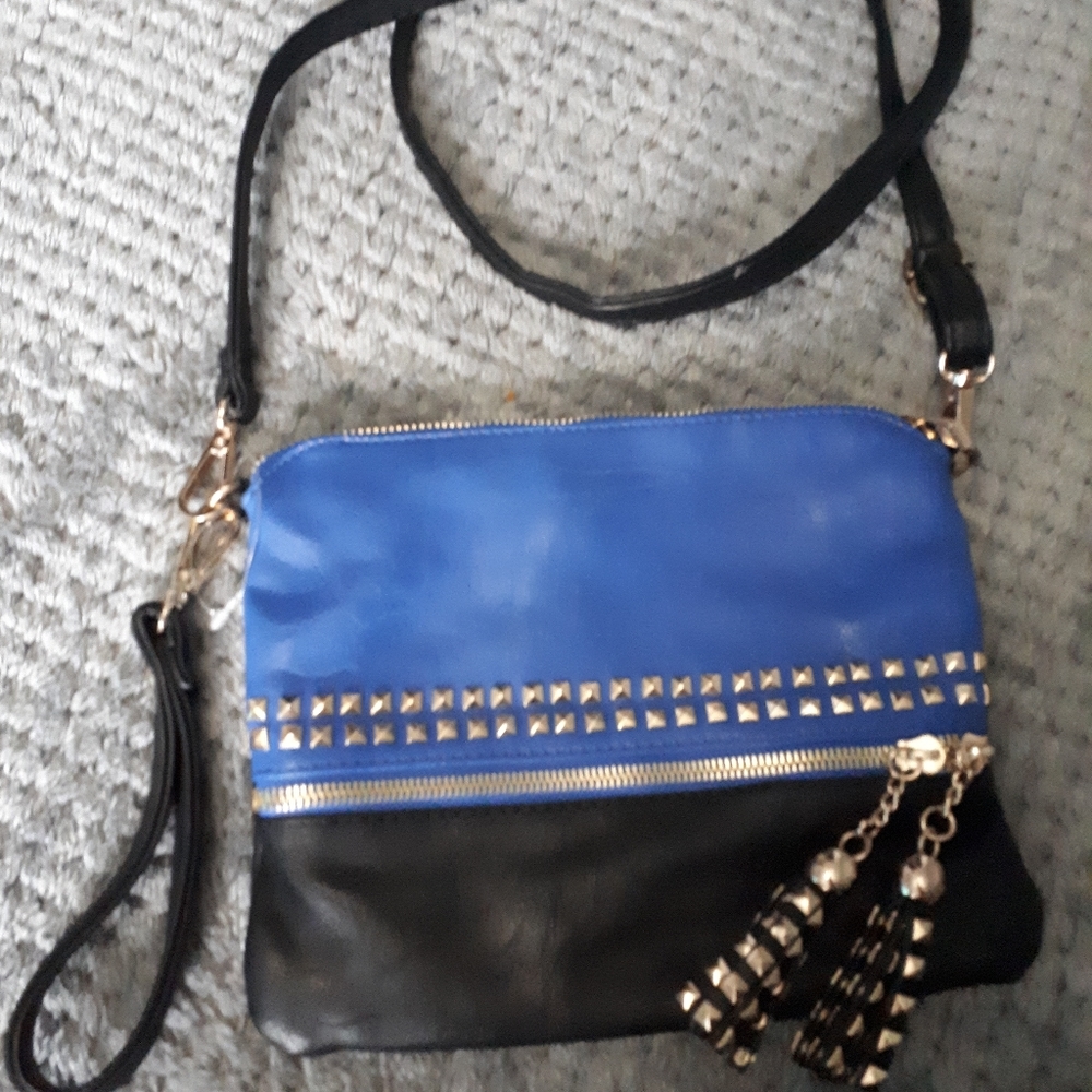 MMS purse - blue/ black/ studs